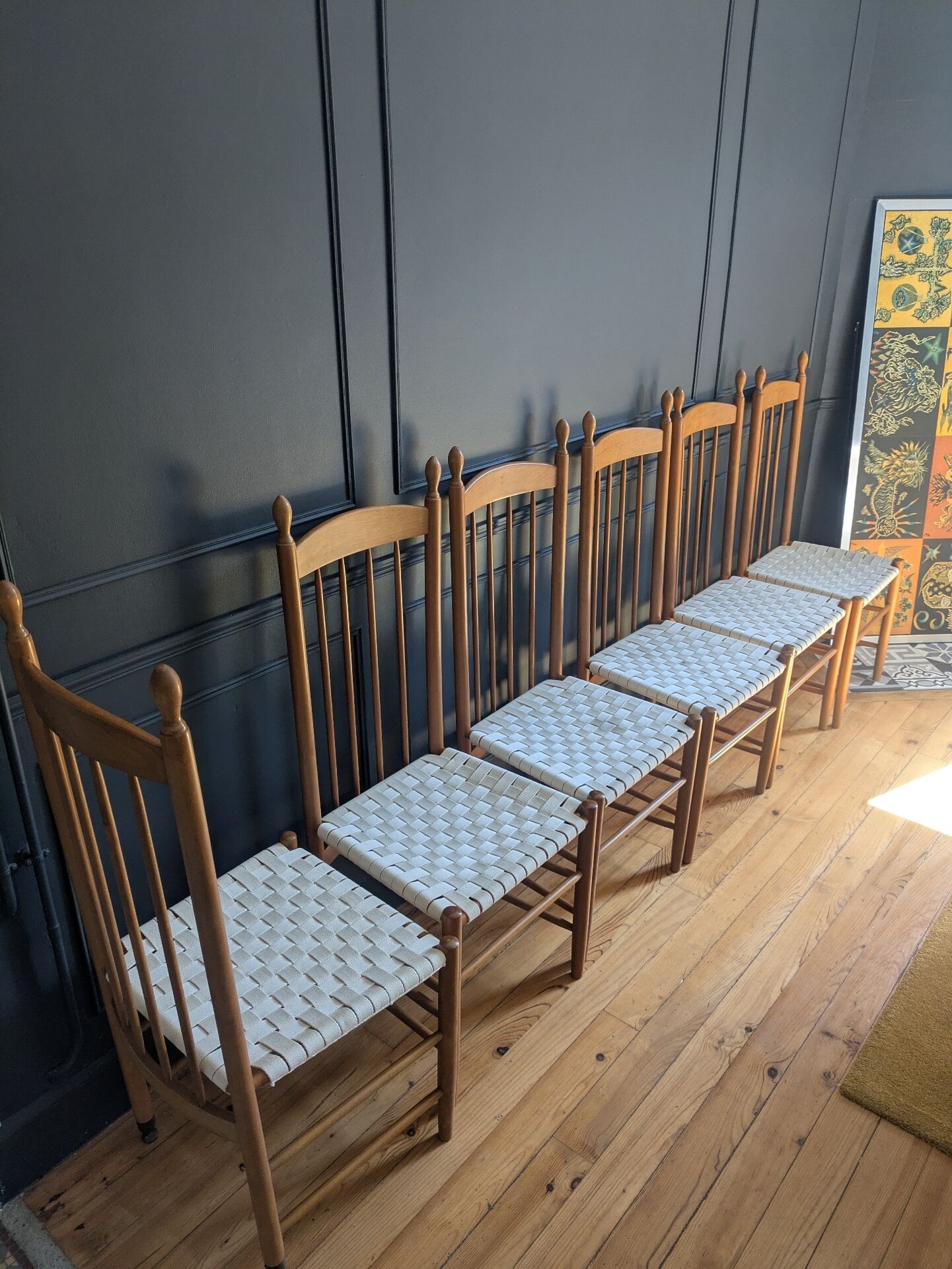 Rare ensemble de six chaises modele"Racine" de Roche Bobois.