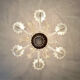 Large Murano glass chandelier with gold leaves, vintage light fixture.