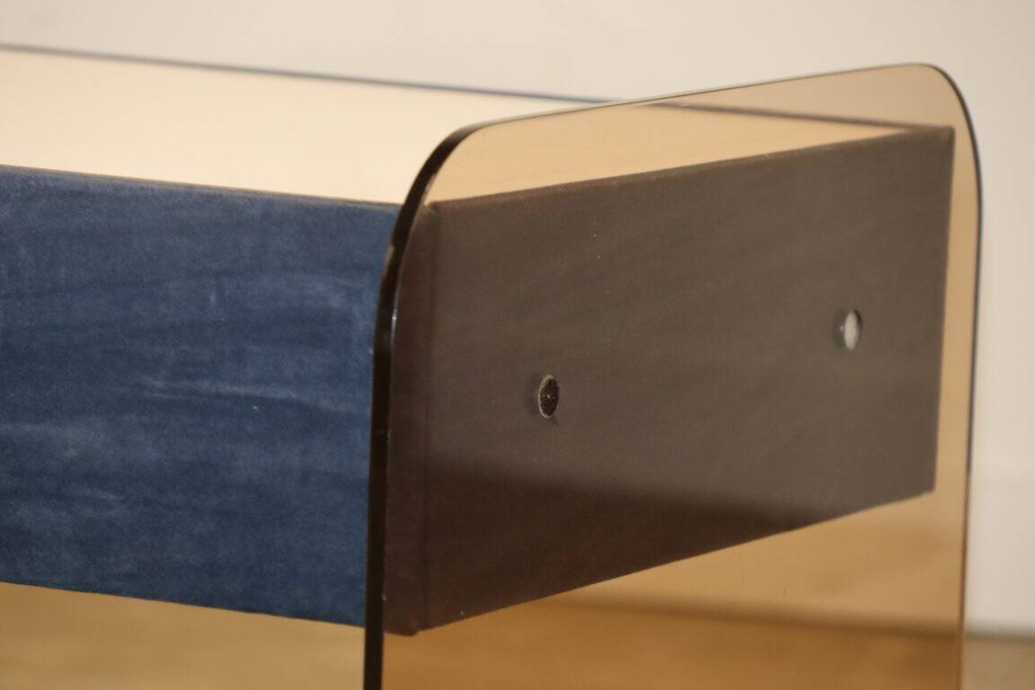 Table de chevet vintage style Michel Dumas en plexiglass, 1970
