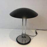 Swivel designer desk lamp in chrome and black lacquered metal