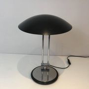 Swivel designer desk lamp in chrome and black lacquered metal