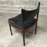 Set of 4 Rio palisander & black leather chairs, Modus model, by Kristian Vedel for Soren Willadsen
