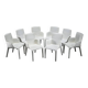 Gio dining chairs in ecru leather by Walter Knoll, Germany, 2000s, set of 8