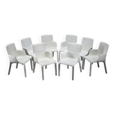 Gio dining chairs in ecru leather by Walter Knoll, Germany, 2000s, set of 8