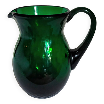 Pichet de verrier en verre soufflé d'Empoli vintage