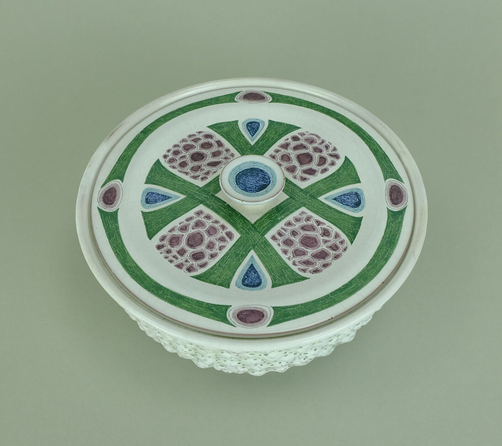 1920s majolika karlsruhe vessel with lid art déco pottery model 1966