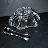 Vide-poche mortier et pilon en cristal daum signé design moderniste