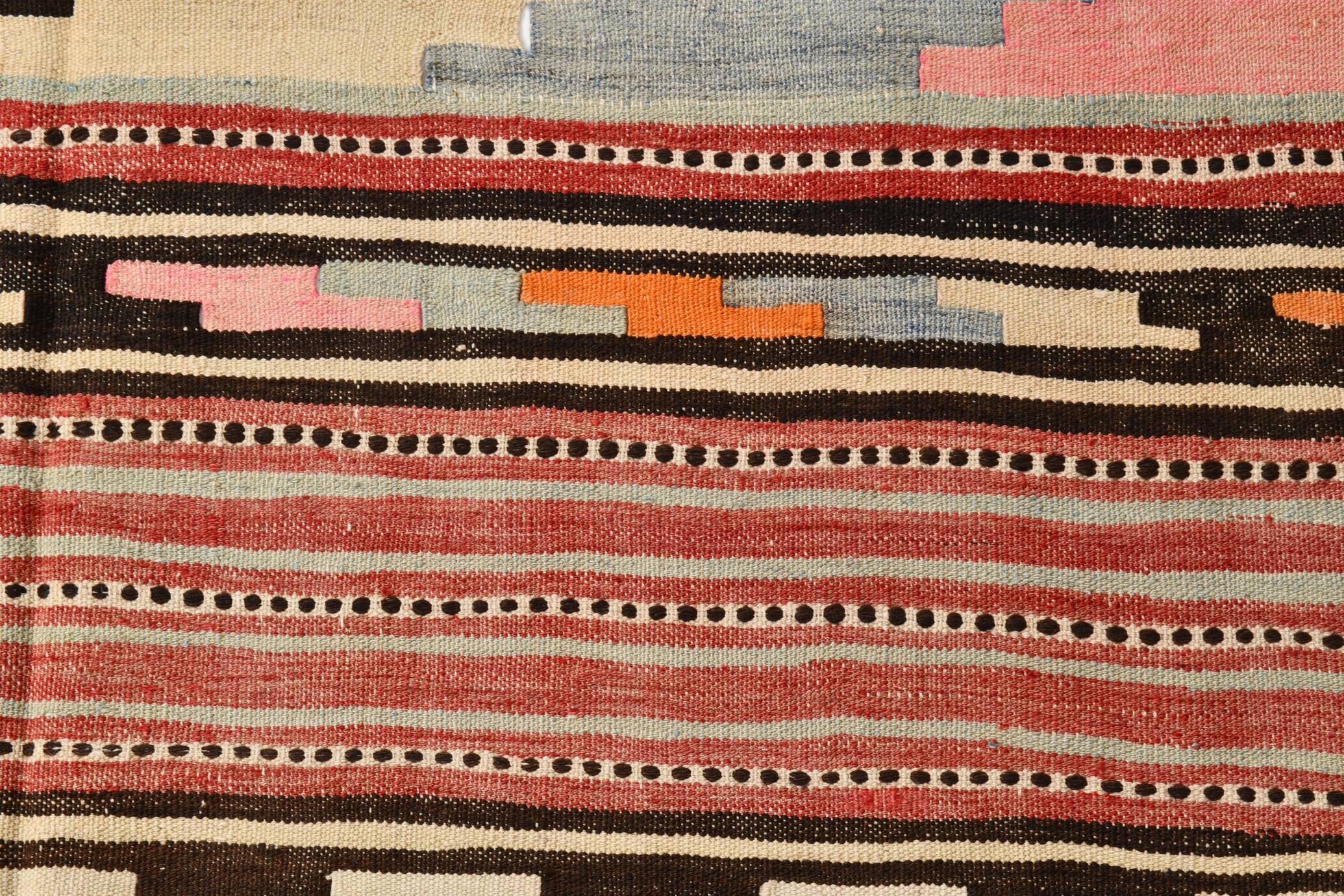 4x6 Red Pink Persian Kilim Rug, 131x196Cm