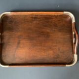 Old tray in wood and brass