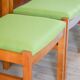 Set of 4 Scandinavian beech wood chairs, green wool, 1960.