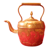 Large handcrafted oriental decorative kettle in copper and brass