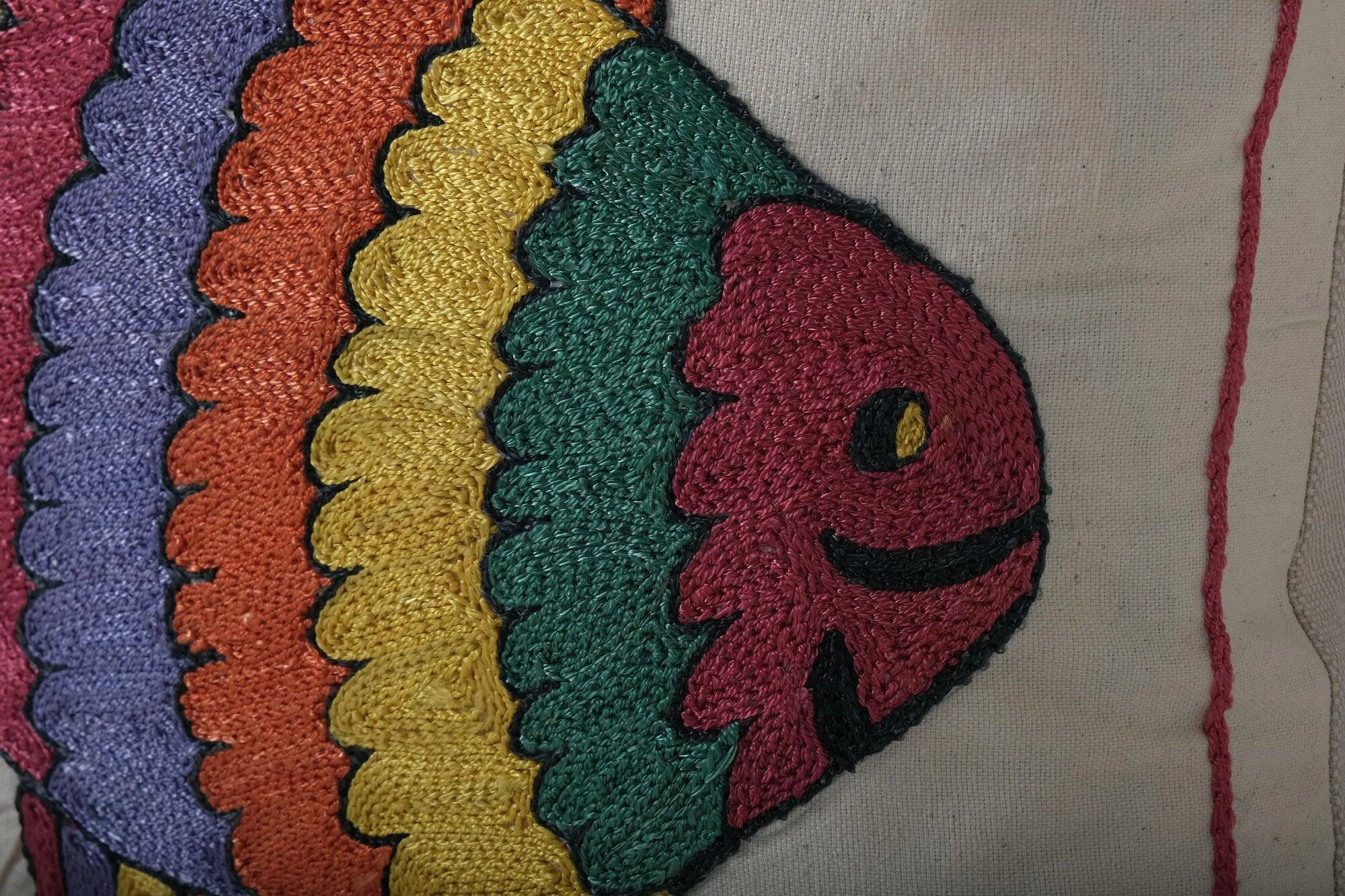 Vintage embroidered cushion cover 46x48 cm