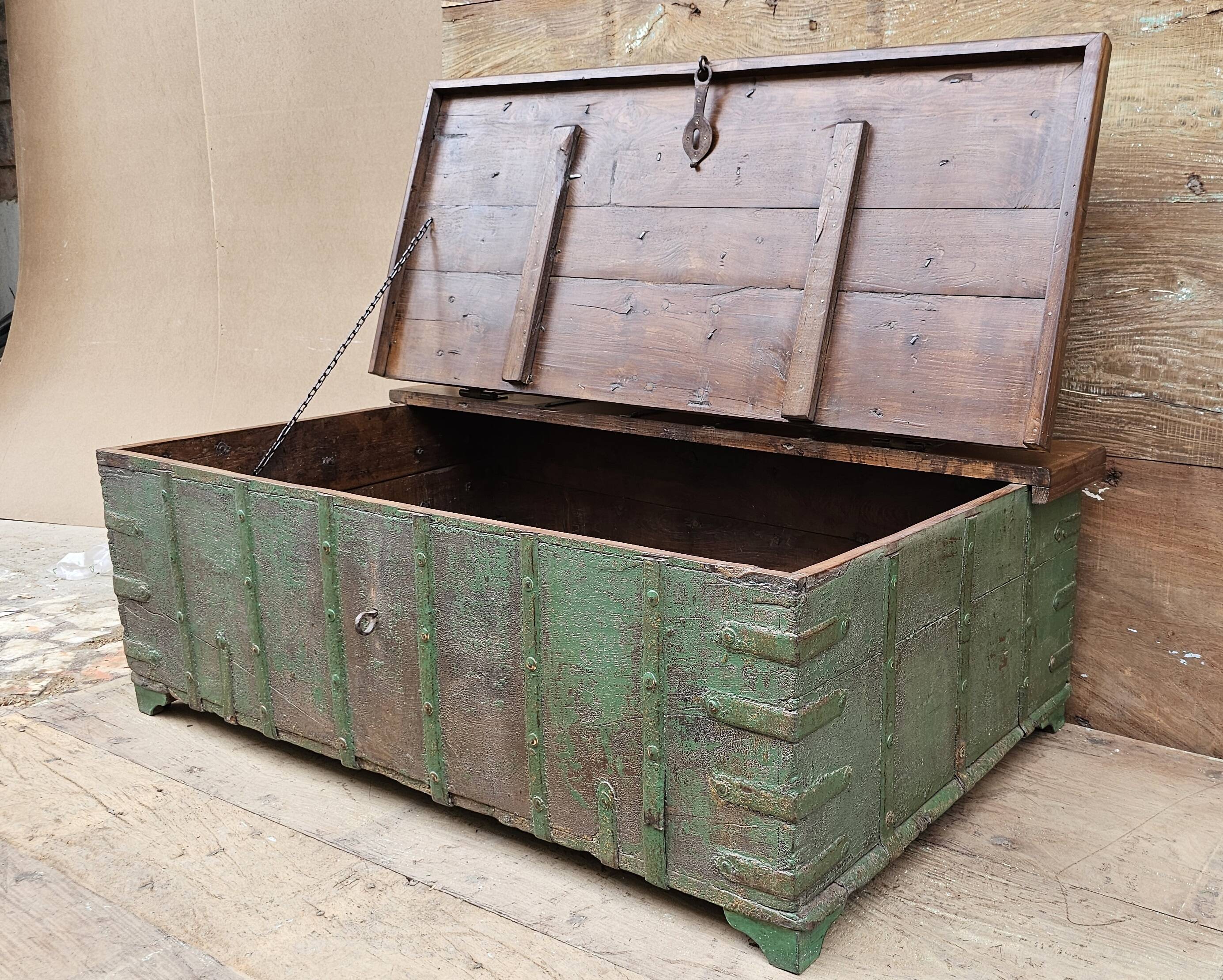 Old coffee table - Burmese teak chest