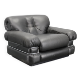 1970s Italian Pompon armchair in black leatherette by Ceriotti