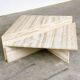 Up & Up large Italian Brutalist travertine coffee table, two-piece geometric mod