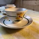 Set of 6 Digoin flower cups and saucers