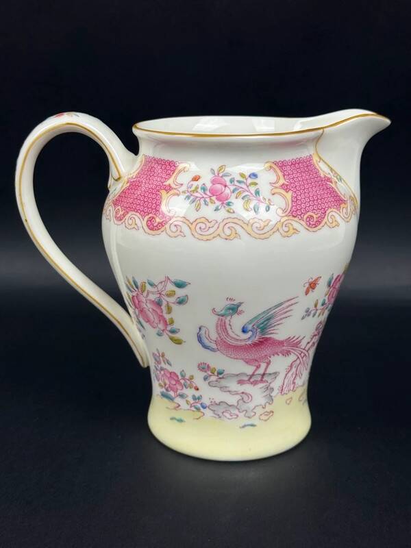 Elegant Minton Pink Cockatrice fine bone china pitcher 15.5cm