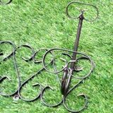Wall coat rack two hooks wrought iron with scroll patterns 1950s