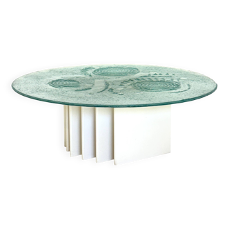 Table basse sculpturale Heinz Lilienthal avec plateau en verre