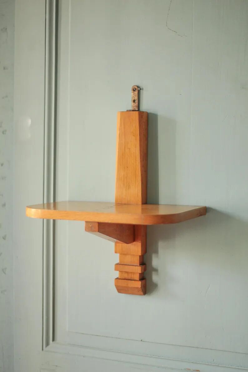Wall wooden shelf, vintage wooden furniture, Art Deco wall shelf, interior decoration