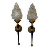 Pair of torch wall lights