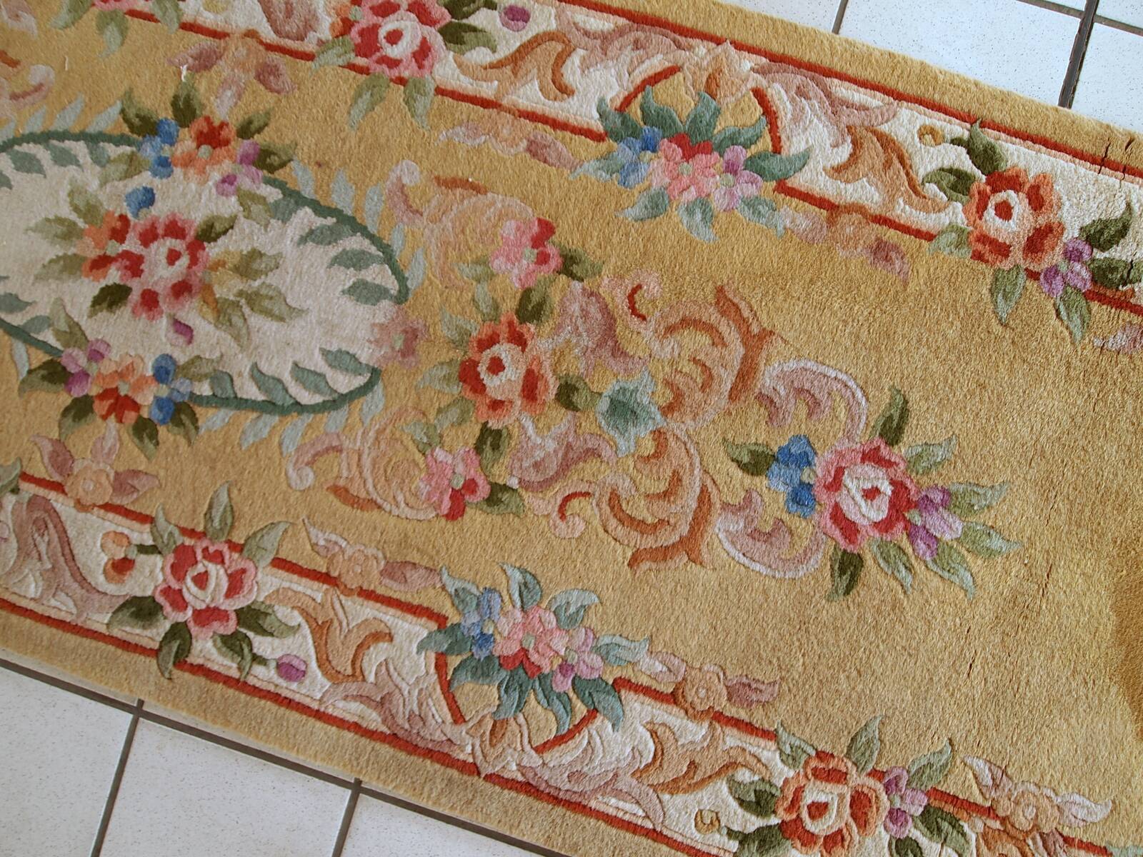 Tapis Art Déco Vintage Chinois, Années 1970, Couleurs Vibrantes