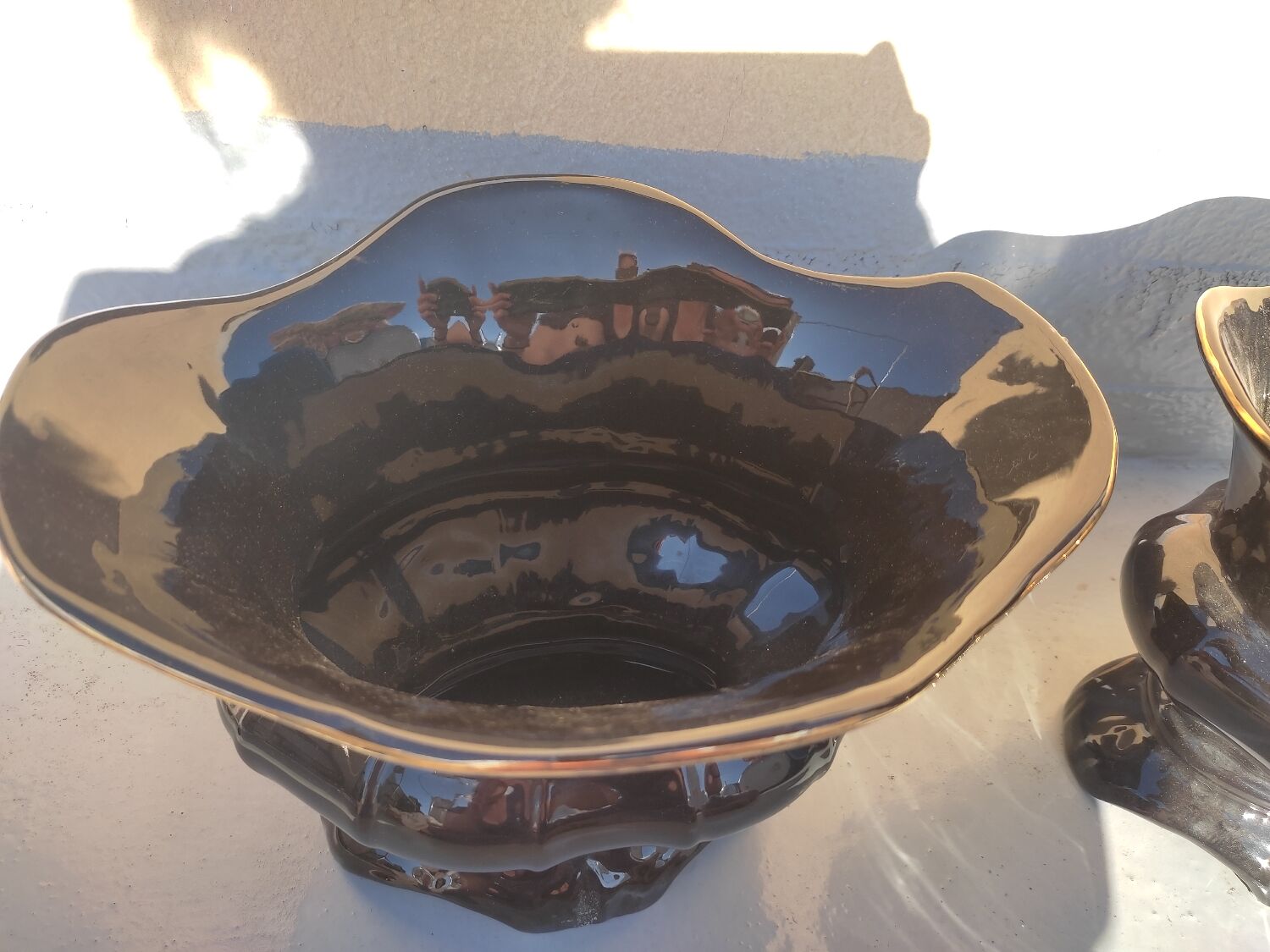 Pair of black earthenware planters