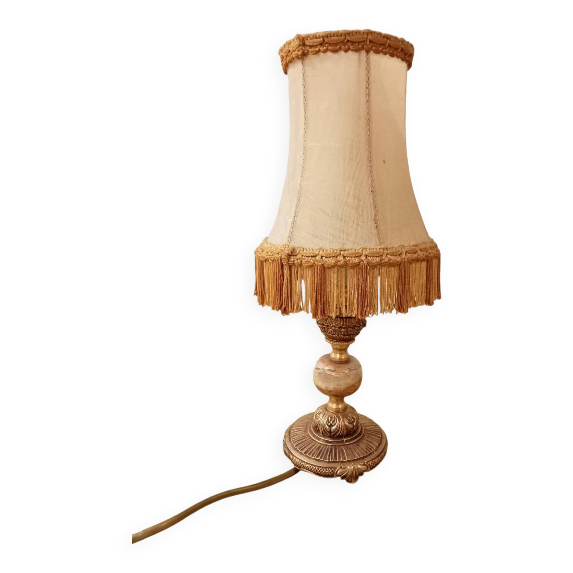 Table lamp in spelter and onyx
