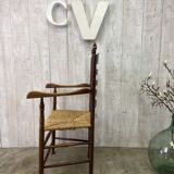 Old straw armchair