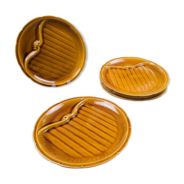 6 Gien earthenware asparagus plates – honey-brown glaze