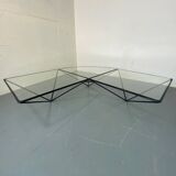 Table Basse Moderniste Furtive en Acier et Verre, Italie, années 1980