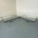 Table Basse Moderniste Furtive en Acier et Verre, Italie, années 1980