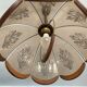 Scandinavian style glass and wood pendant light.