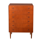 Restored Danish Teak Retro 1960s Tall Chest Of Drawers