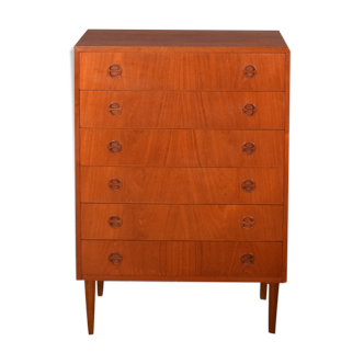 Restored Danish Teak Retro 1960s Tall Chest Of Drawers