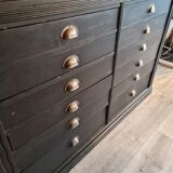 Industrial furniture loom shelf with drawers black patina