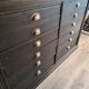 Industrial furniture loom shelf with drawers black patina