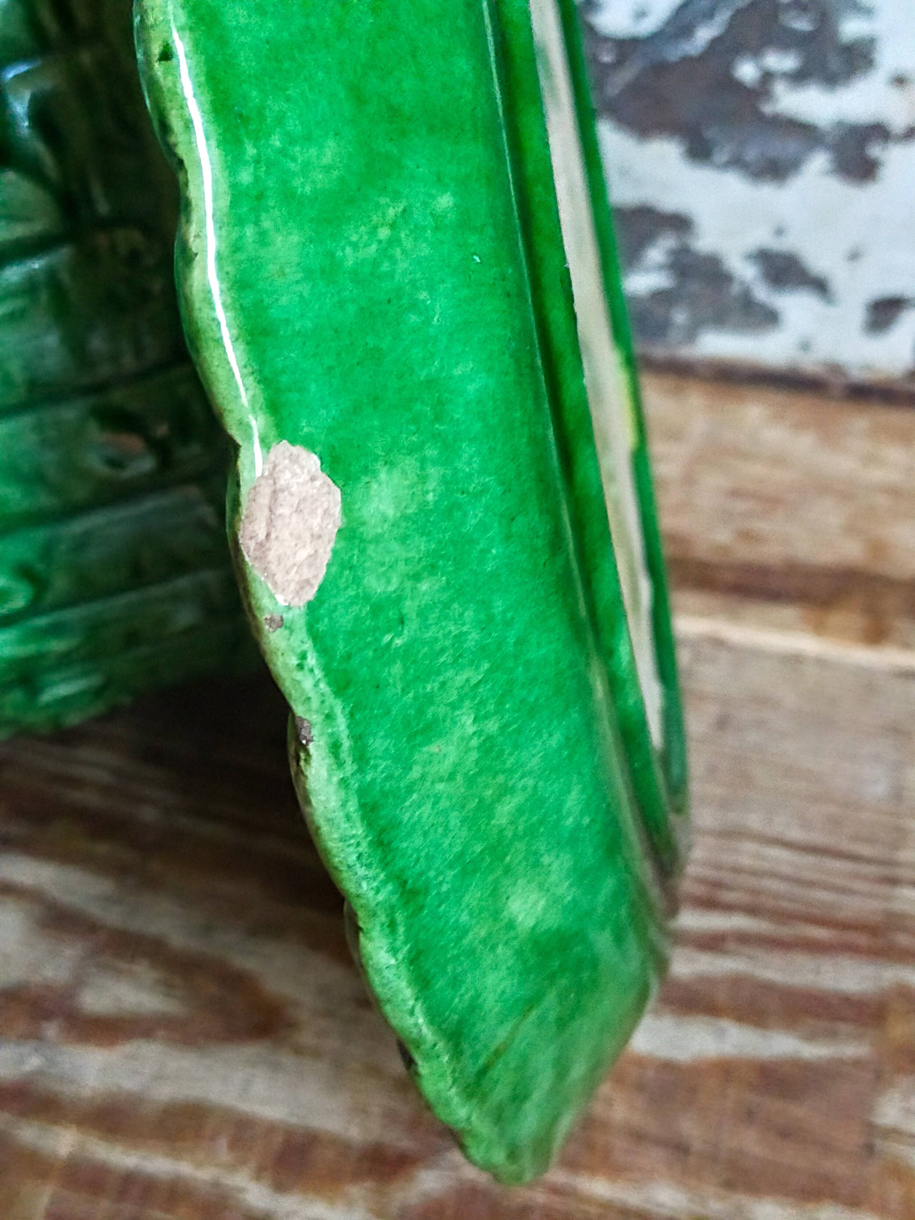 Flower pot and saucer in slip by G. De Bruyn 19th century
