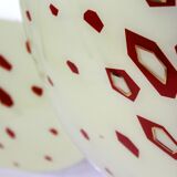 Large Vintage Czechoslovakian Opaline Glass Pendant Lights, 1970s, Set of 2