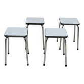 Set of 4 vintage grey chrome Formica stools.