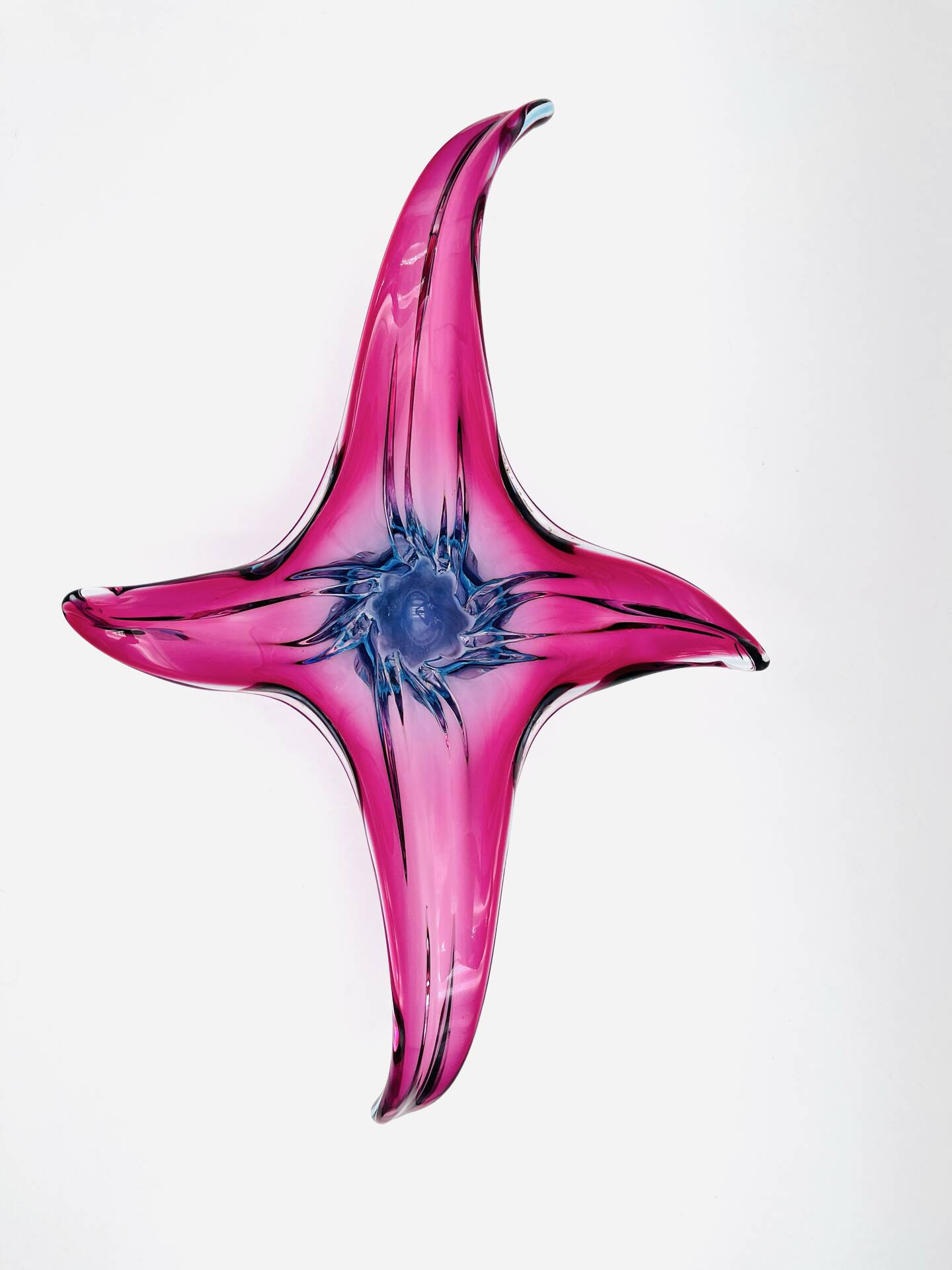 (Reserved Richard) Murano Bowl - Sommerso - XL 50cm - Amethyst and Turquoise