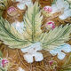 Assiette en barbotine Onnaing fraises fleurs et feuilles de fraisier