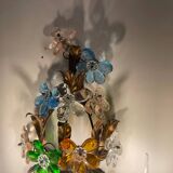 Large murano glass flower tole sconces set of 2