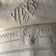 Linen sheet . Old. Monogram M R 207 cm x 300 cm