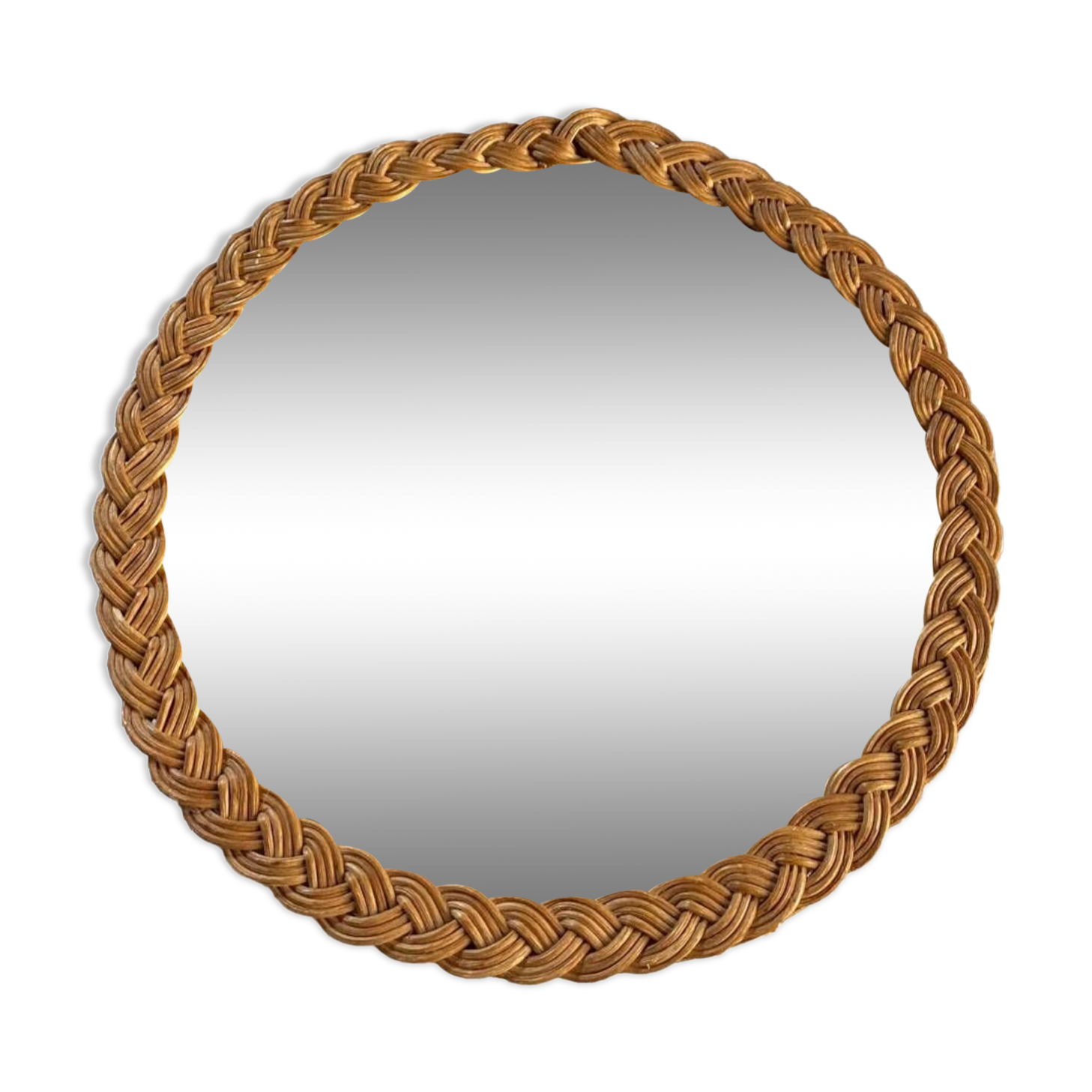Old wicker rattan mirror 29cm