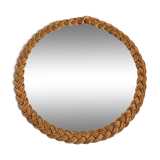 Ancien miroir en rotin osier 29cm