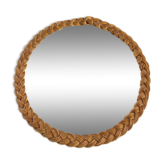 Ancien miroir en rotin osier 29cm