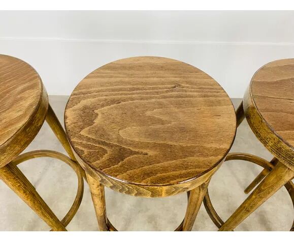 4 tabourets de bar baumann bois années 60 bistrot