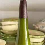 Scandinavian pendant light in green opaline and teak