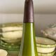 Scandinavian pendant light in green opaline and teak